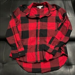 Old Navy Red and Black Checkered Shirt Womens